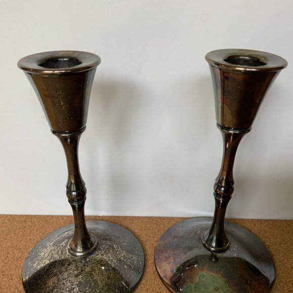 Vintage Valero Spain Pair Of Silver Plated Candle Sticks - Picture 16 of 16